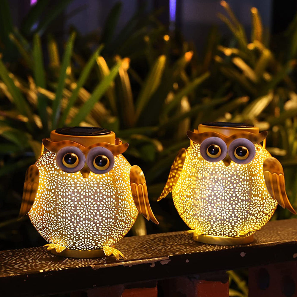 2Pcs Owl Hanging Solar Lanterns Light