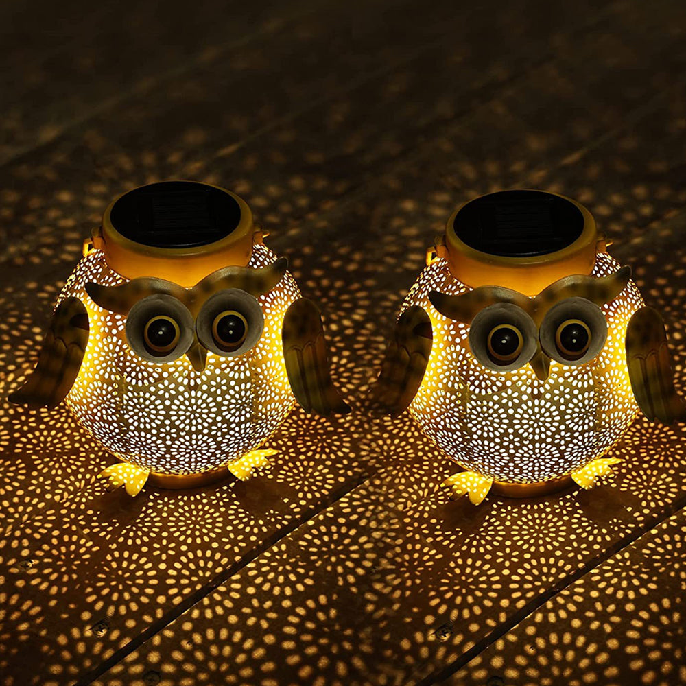 2Pcs Owl Hanging Solar Lanterns Light