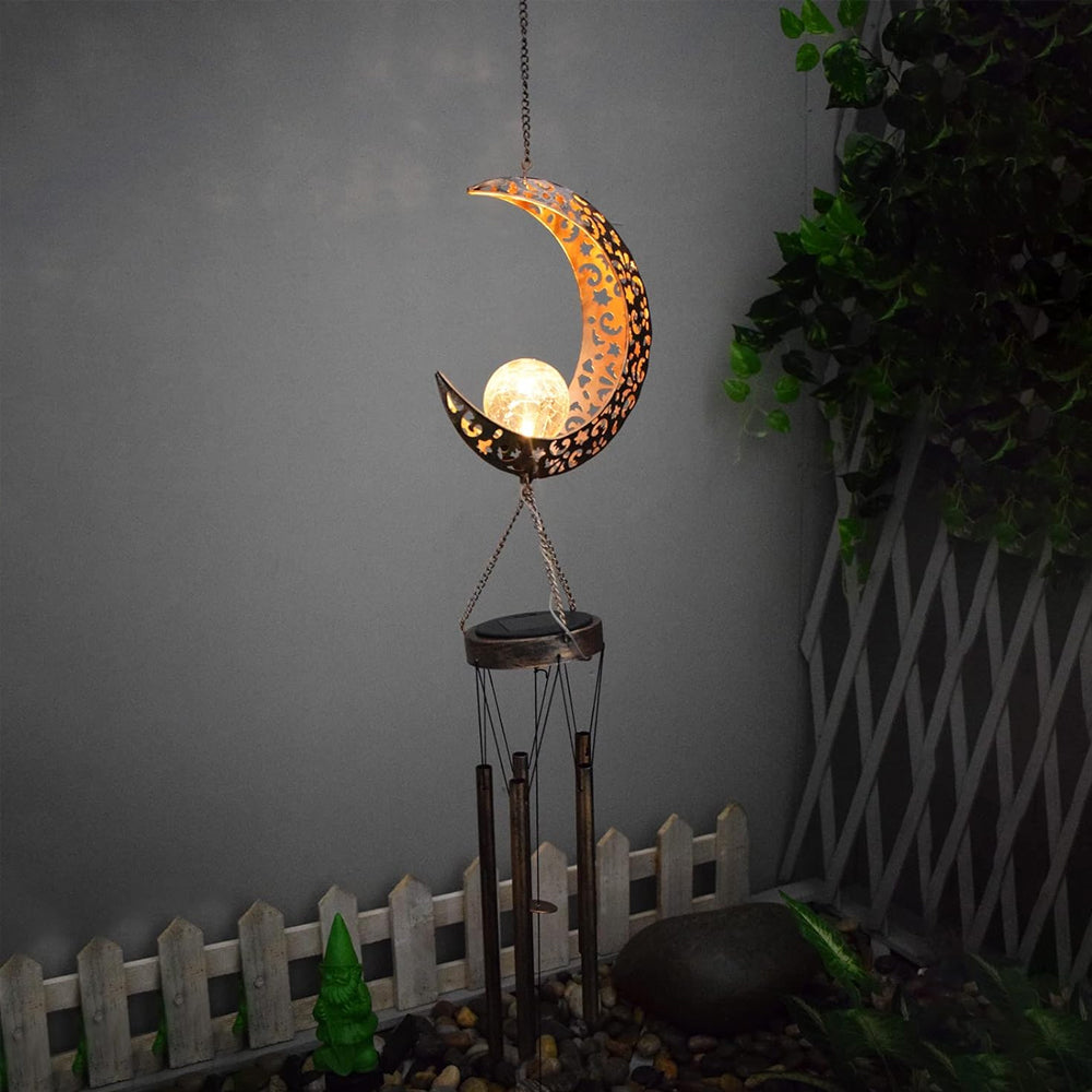 Retro Solar Wind Chime Lights-Moon