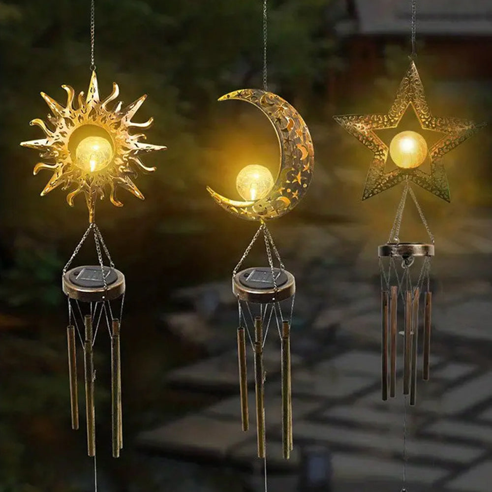 Retro Solar Wind Chime Lights-Star