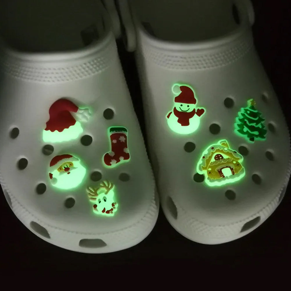 70Pcs Glow in the Dark Christmas Shoe Charms for Croc Bracelet Wristband