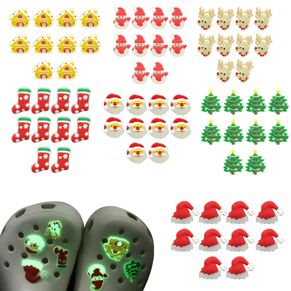 70Pcs Glow in the Dark Christmas Shoe Charms for Croc Bracelet Wristband