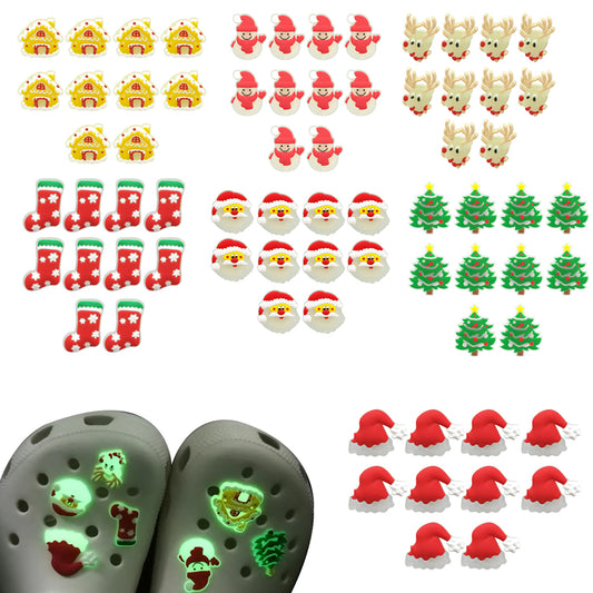 70Pcs Glow in the Dark Christmas Shoe Charms for Croc Bracelet Wristband