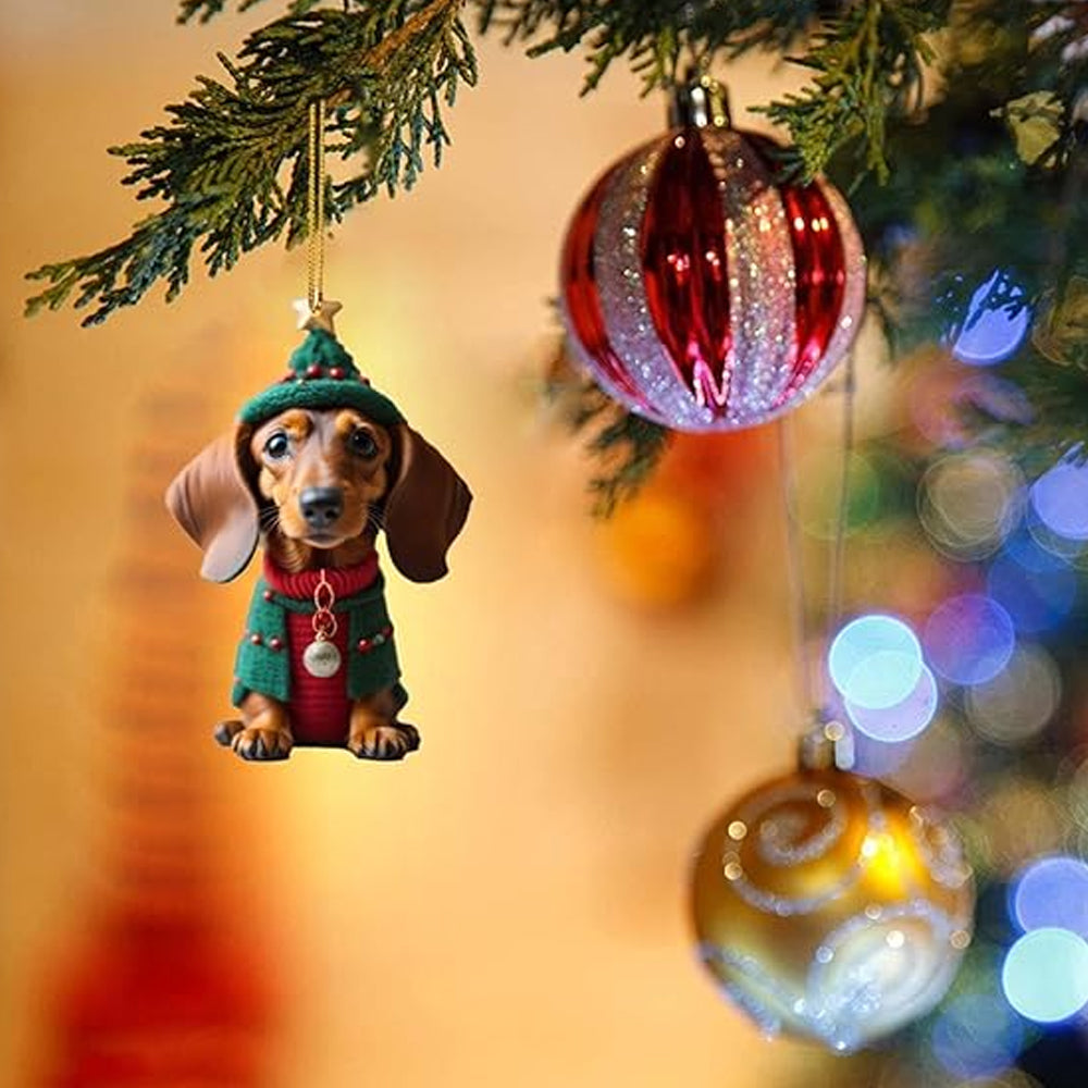 7Pcs Dachshund Dog Christmas Ornaments for Christmas Tree