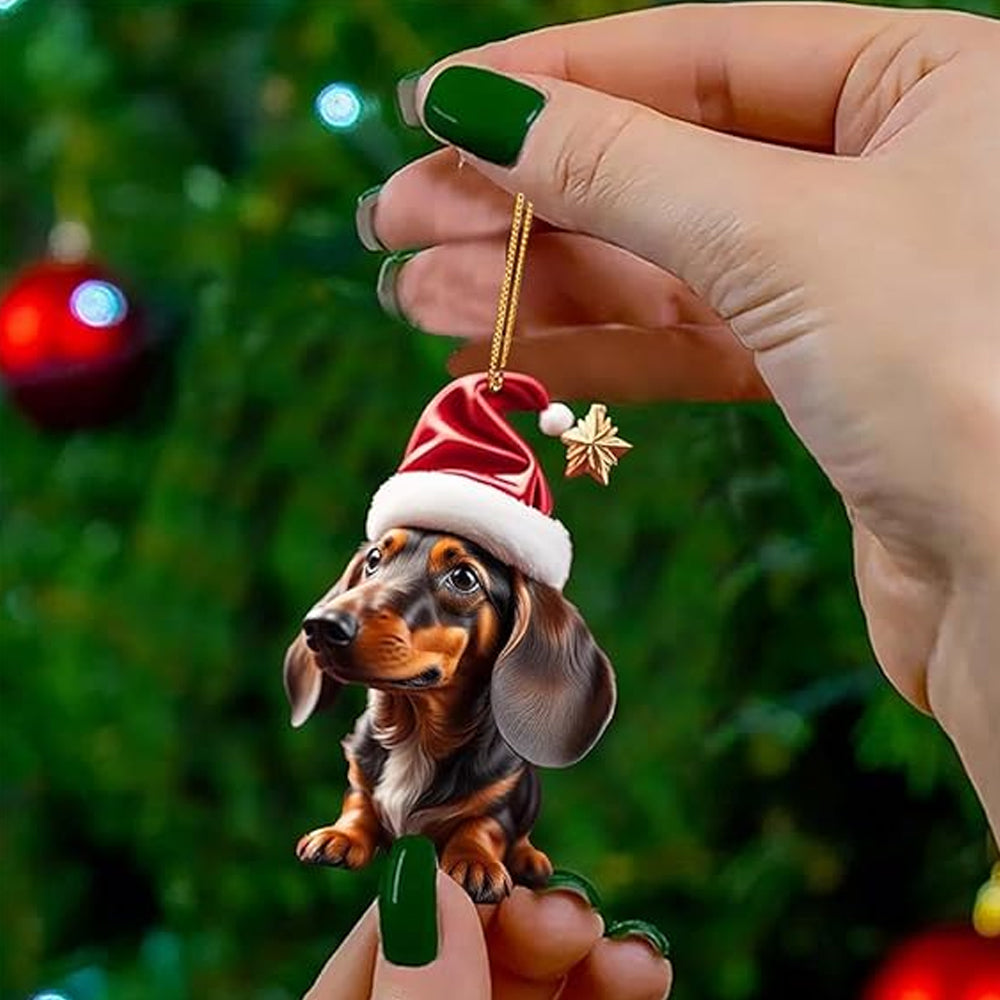 7Pcs Dachshund Dog Christmas Ornaments for Christmas Tree