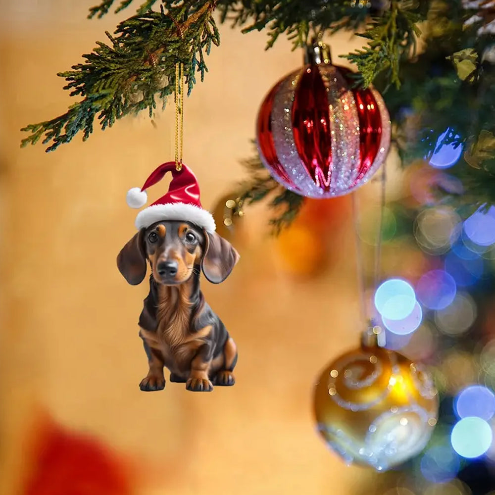 7Pcs Dachshund Dog Christmas Ornaments for Christmas Tree