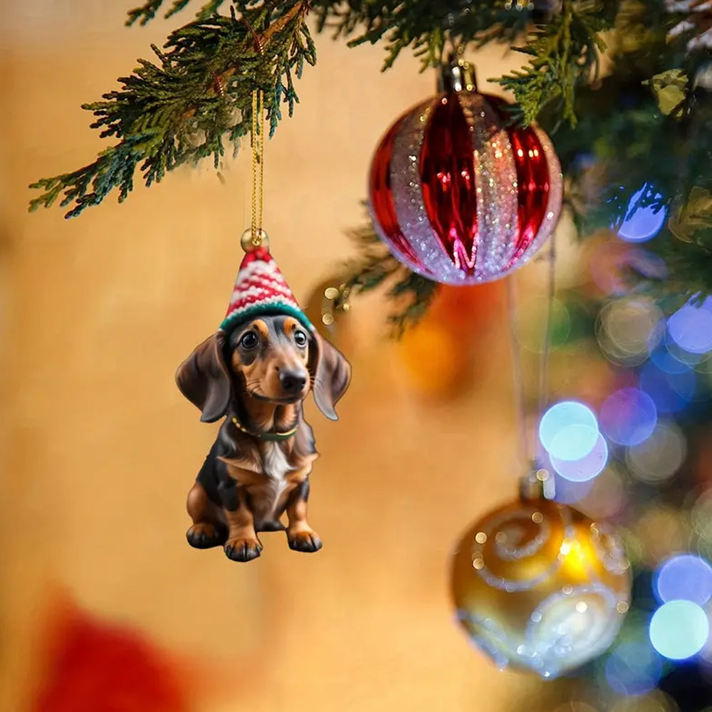 7Pcs Dachshund Dog Christmas Ornaments for Christmas Tree