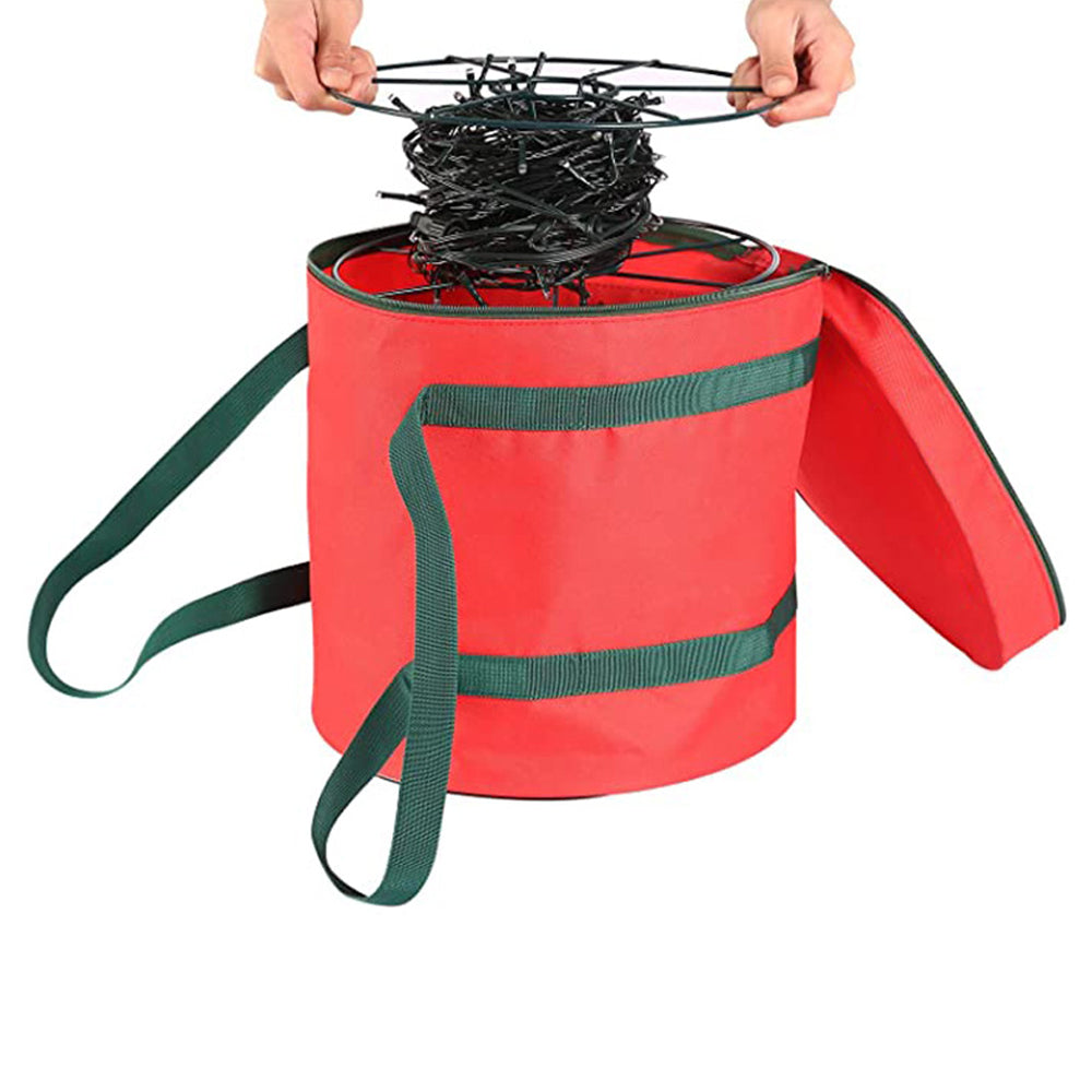 Christmas Light Storage Bag with Zipper 600D Oxford Fabric for Christmas Holiday Lights Bulbs