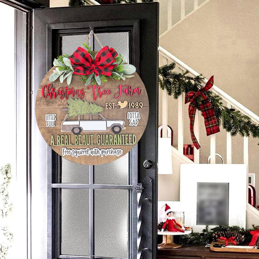 Christmas Wreath Door Listing Sign for Front Door