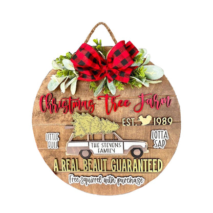 Christmas Wreath Door Listing Sign for Front Door