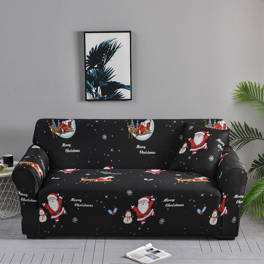 Christmas Stretch Sofa Cover-Black