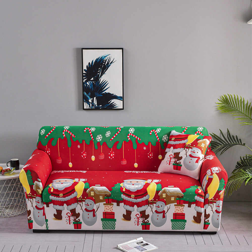 Christmas Stretch Sofa Cover-Snowman