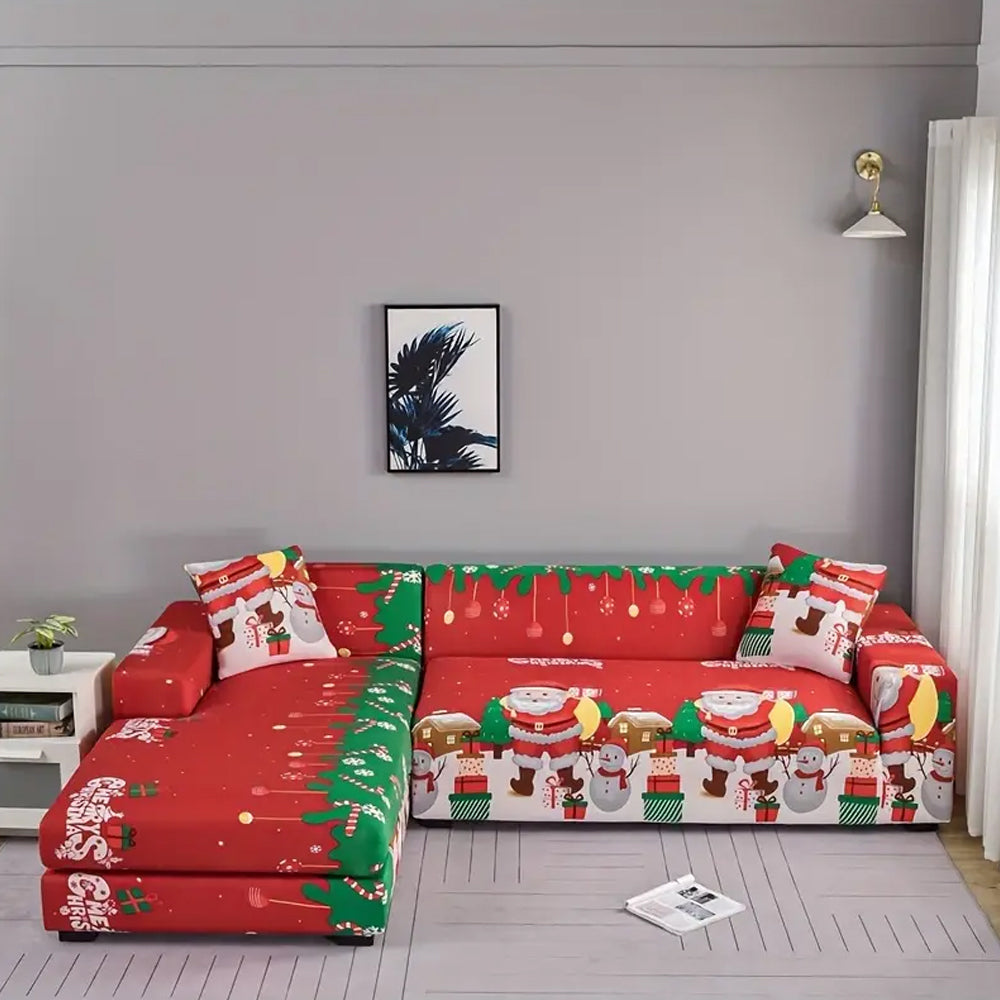 Christmas Stretch Sofa Cover-Snowman