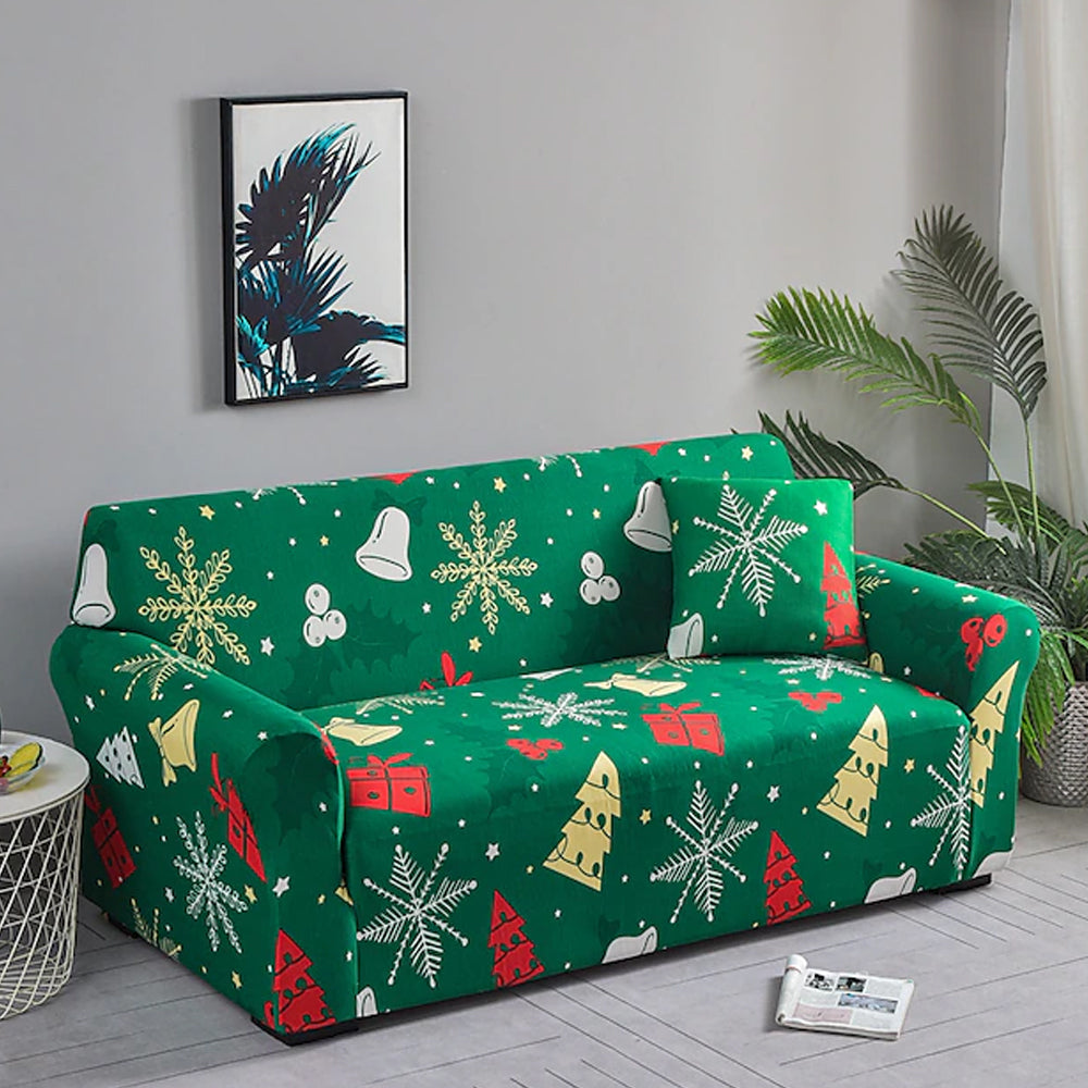 Christmas Stretch Sofa Cover-Green