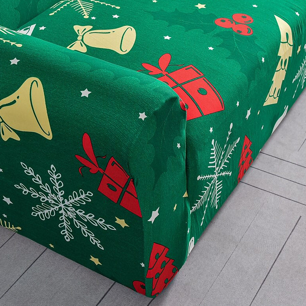 Christmas Stretch Sofa Cover-Green