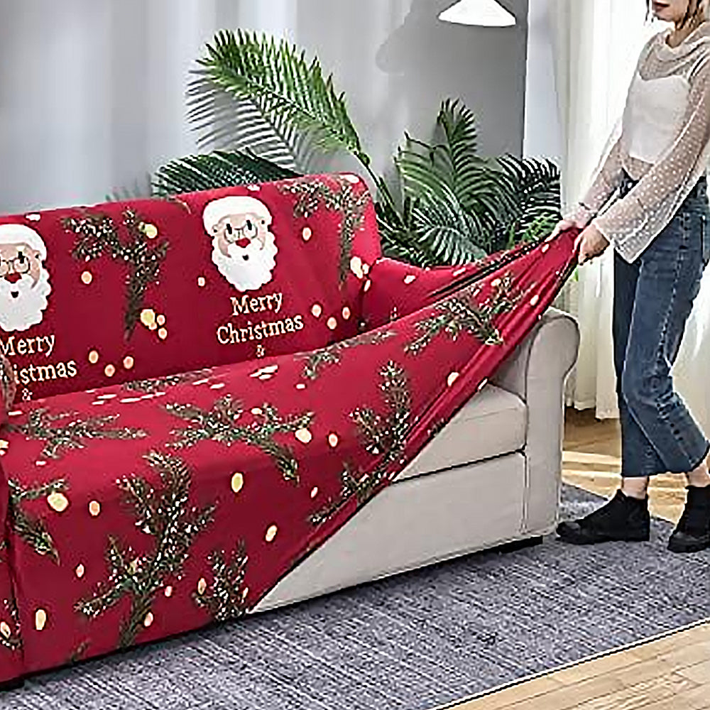 Christmas Stretch Sofa Cover-Santa