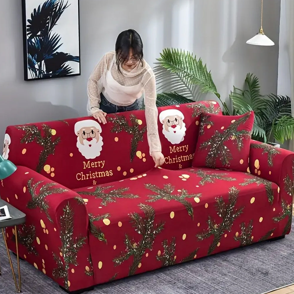 Christmas Stretch Sofa Cover-Santa