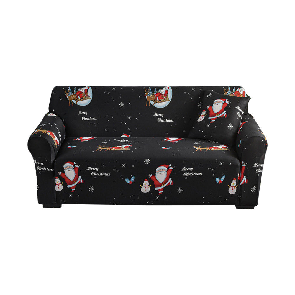 Christmas Stretch Sofa Cover-Black