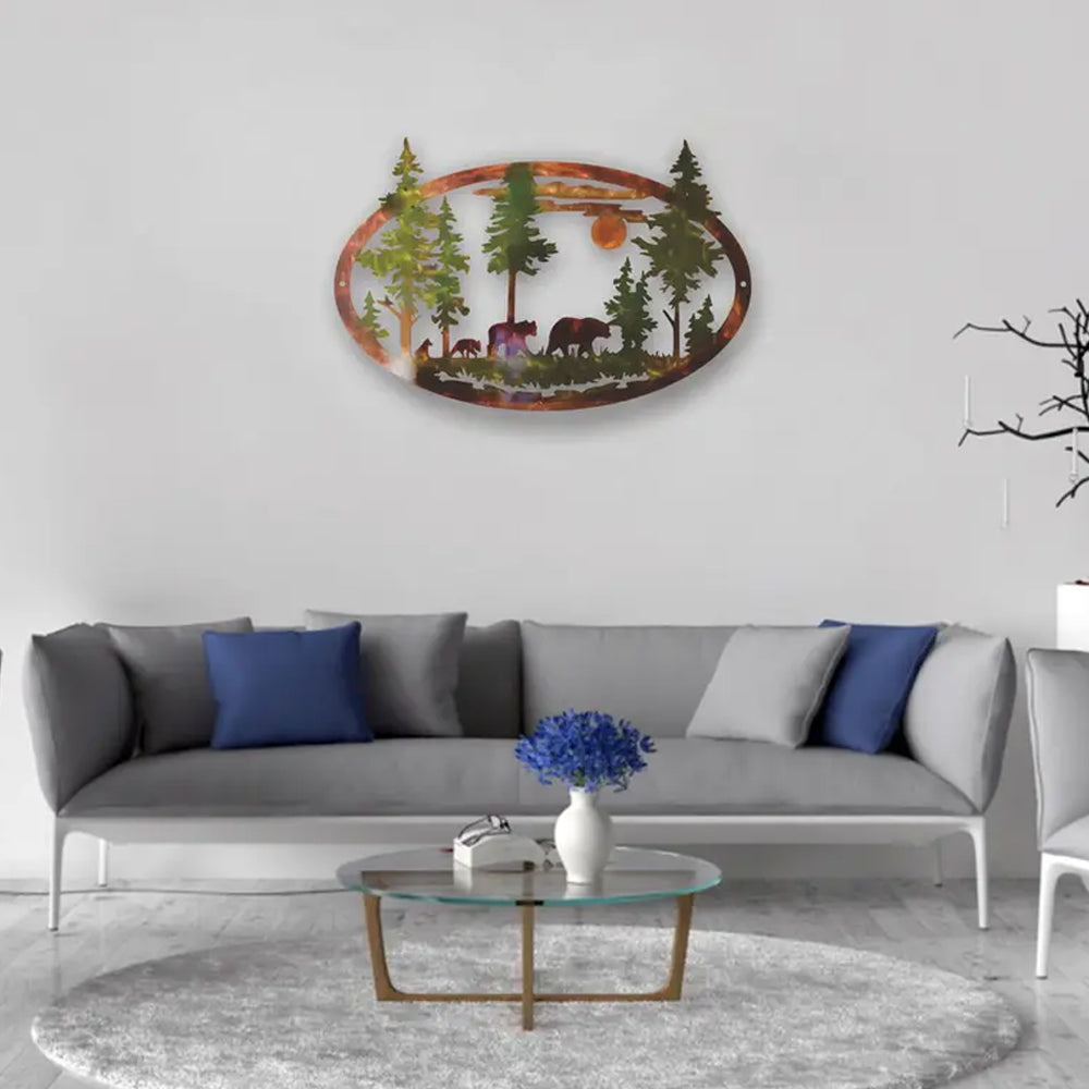 Deer or Bear Forest Metal Wall Art Decor for Office Home Wall Decorations