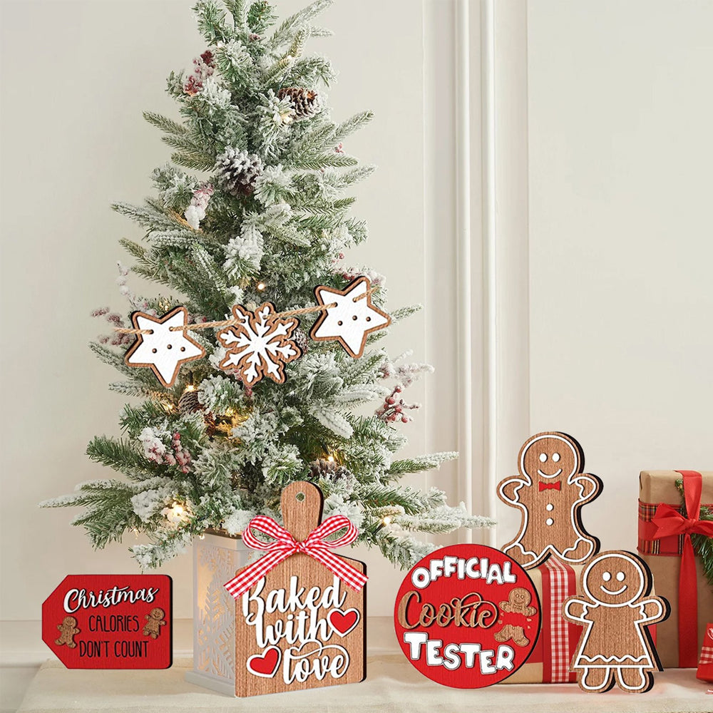 12pcs Wooden Gingerbread Man Christmas Tree Hanging Pendants Cute Christmas Party Ornaments