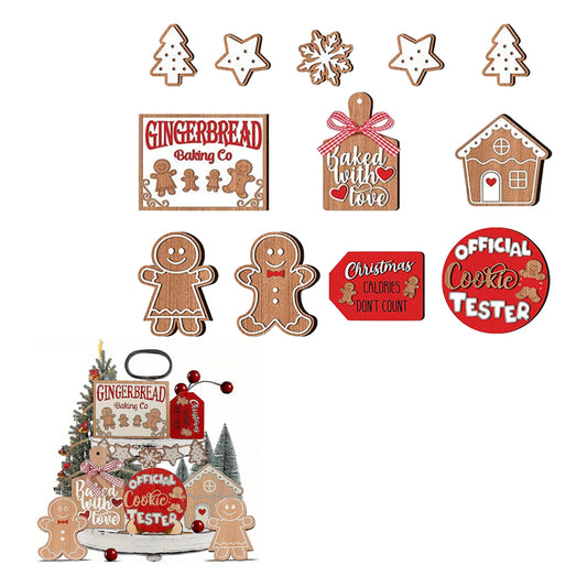 12pcs Wooden Gingerbread Man Christmas Tree Hanging Pendants Cute Christmas Party Ornaments