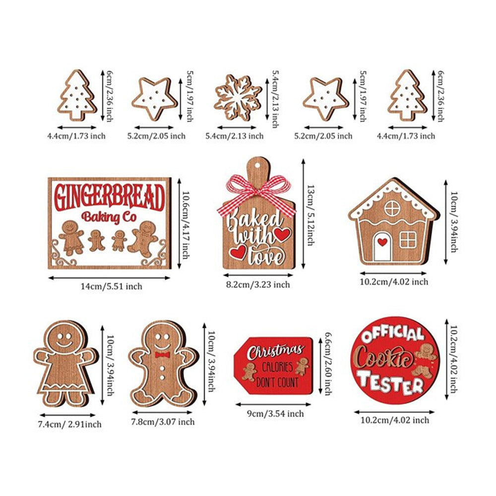 12pcs Wooden Gingerbread Man Christmas Tree Hanging Pendants Cute Christmas Party Ornaments