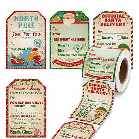 200pcs Christmas Gift Tags Stickers Wrapping Decor