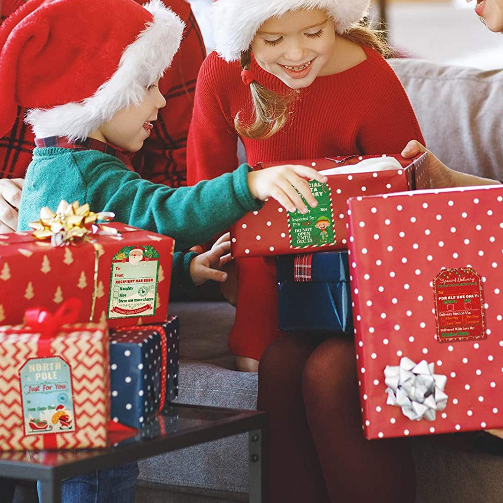 200pcs Christmas Gift Tags Stickers Wrapping Decor