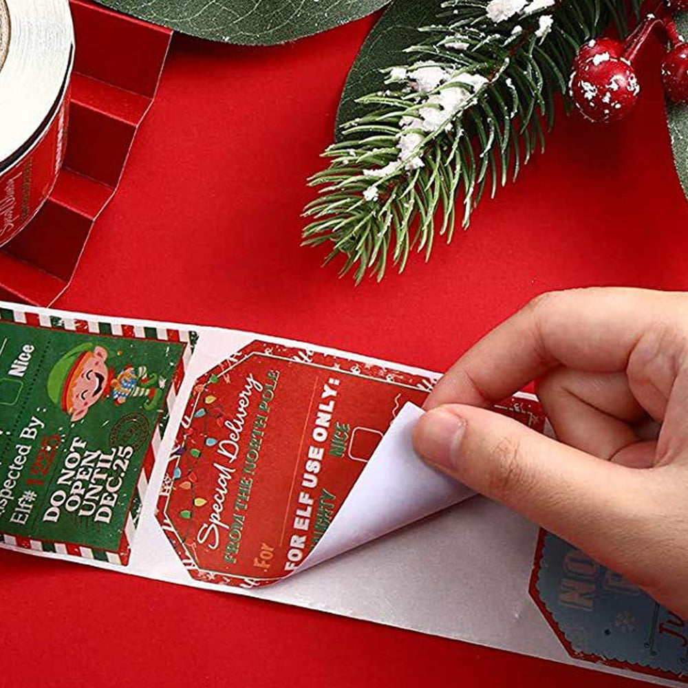 200pcs Christmas Gift Tags Stickers Wrapping Decor