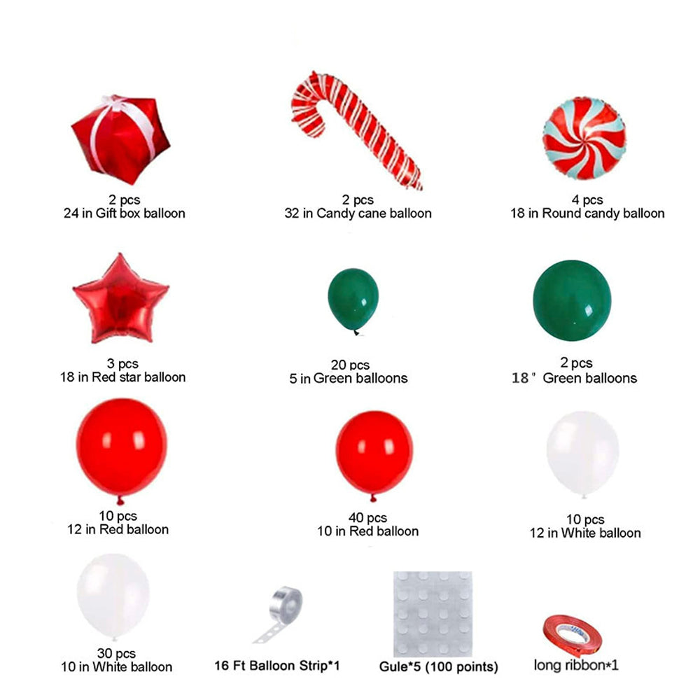 225Pcs Merry Christmas Foil Balloon Party Decorations