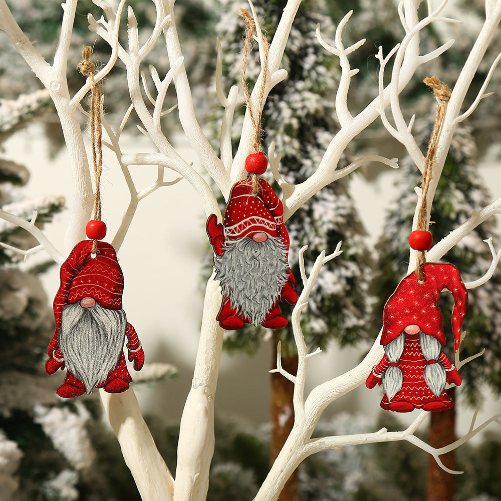 36Pcs Christmas Tree Decorations Gnomes Wooden Pendants Ornaments