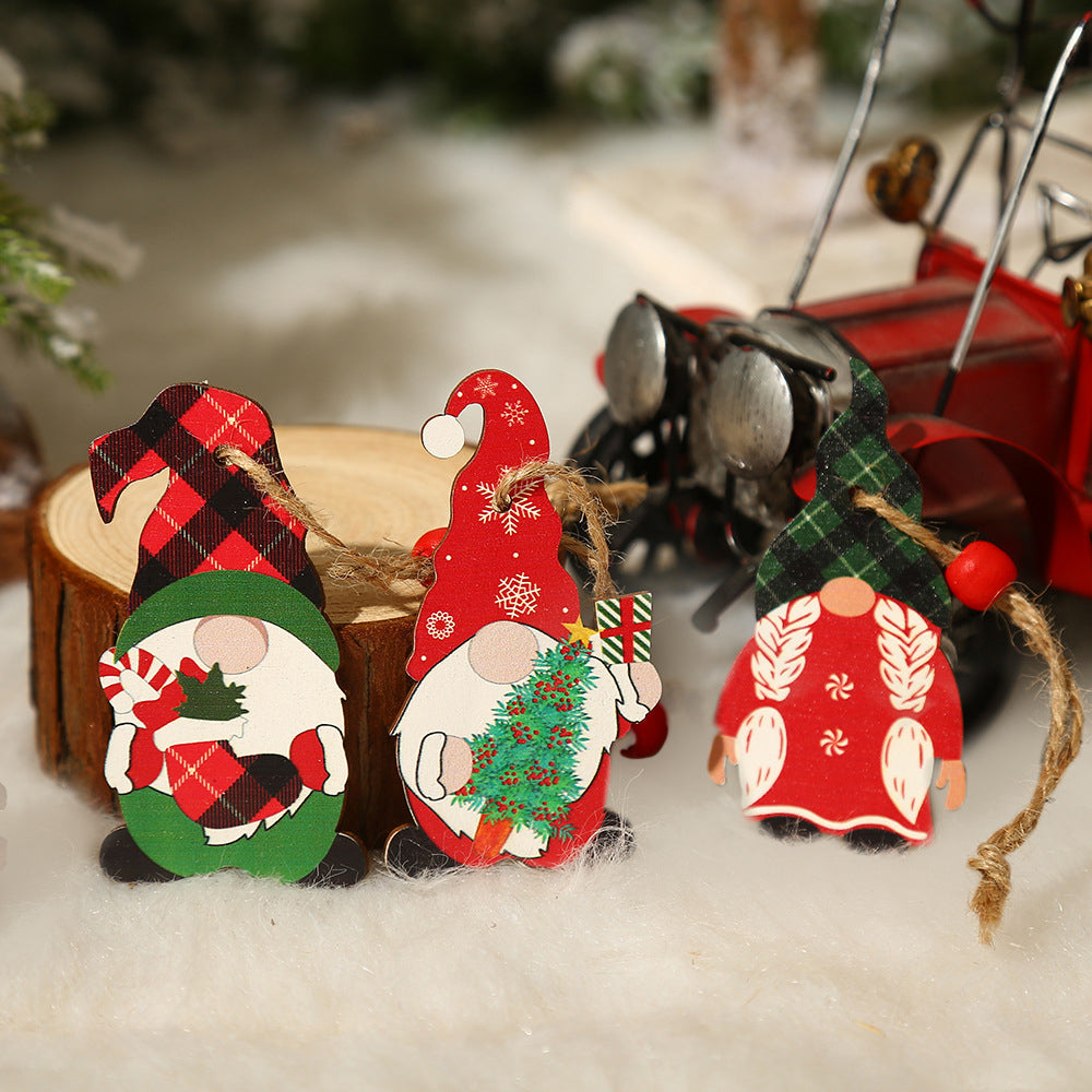 36Pcs Christmas Tree Decorations Gnomes Wooden Pendants Ornaments