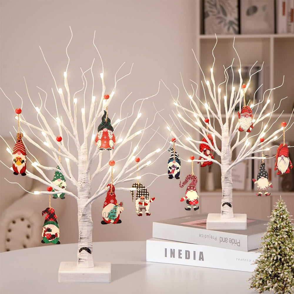 36Pcs Christmas Tree Decorations Gnomes Wooden Pendants Ornaments