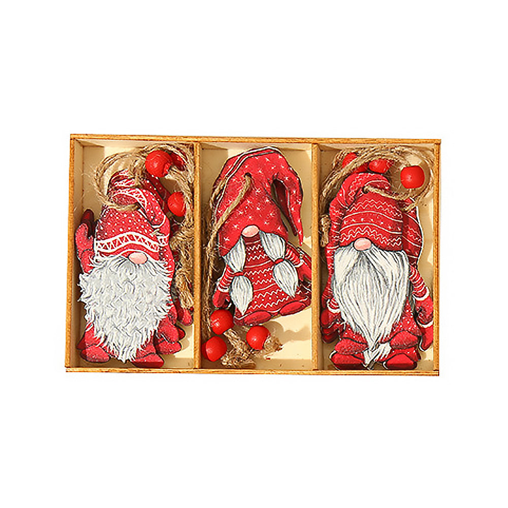 9Pcs Christmas Tree Decorations Gnomes Wooden Pendants Ornaments