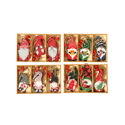 36Pcs Christmas Tree Decorations Gnomes Wooden Pendants Ornaments