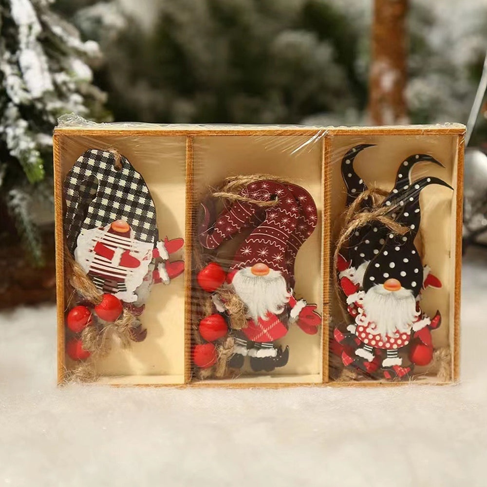 36Pcs Christmas Tree Decorations Gnomes Wooden Pendants Ornaments
