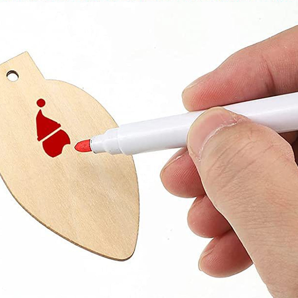 100Pcs Christmas Unfinished Wooden Light Bulb Wooden Slices Blank Christmas Wooden Hanging Decorations