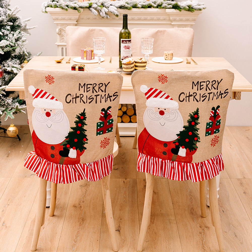 2Pcs Christmas Chair Back Cover Dining Chair Covers