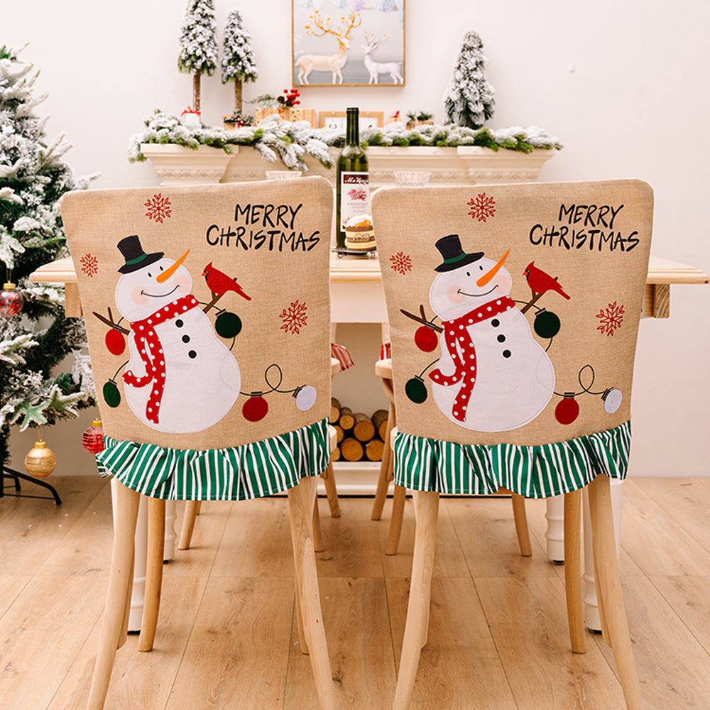 2Pcs Christmas Chair Back Cover Dining Chair Covers