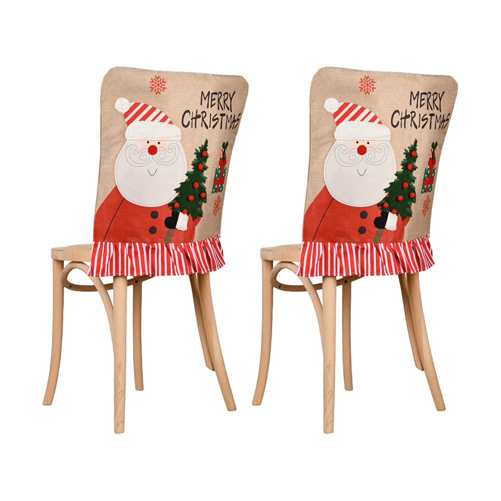 2Pcs Christmas Chair Back Cover Dining Chair Covers