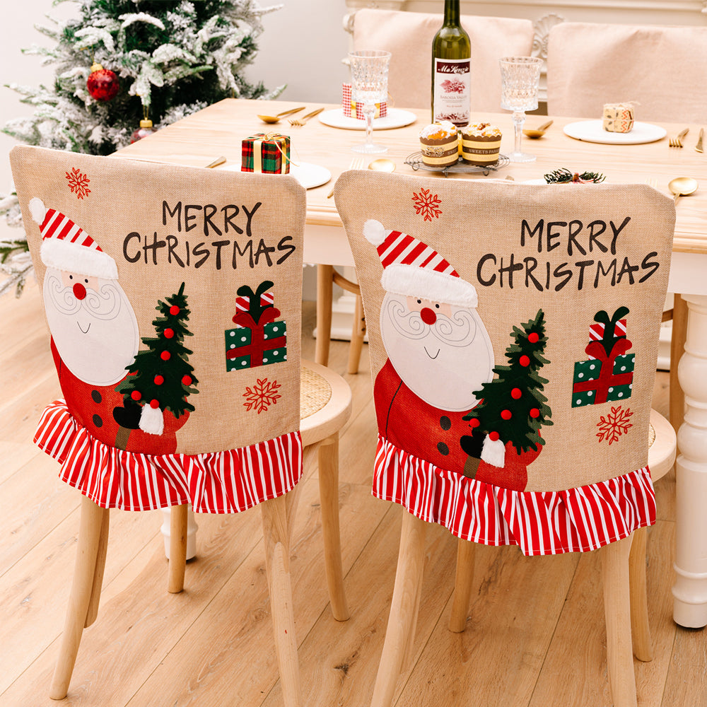2Pcs Christmas Chair Back Cover Dining Chair Covers