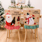 2Pcs Christmas Chair Back Cover Dining Chair Covers-Santa Claus and Snowman