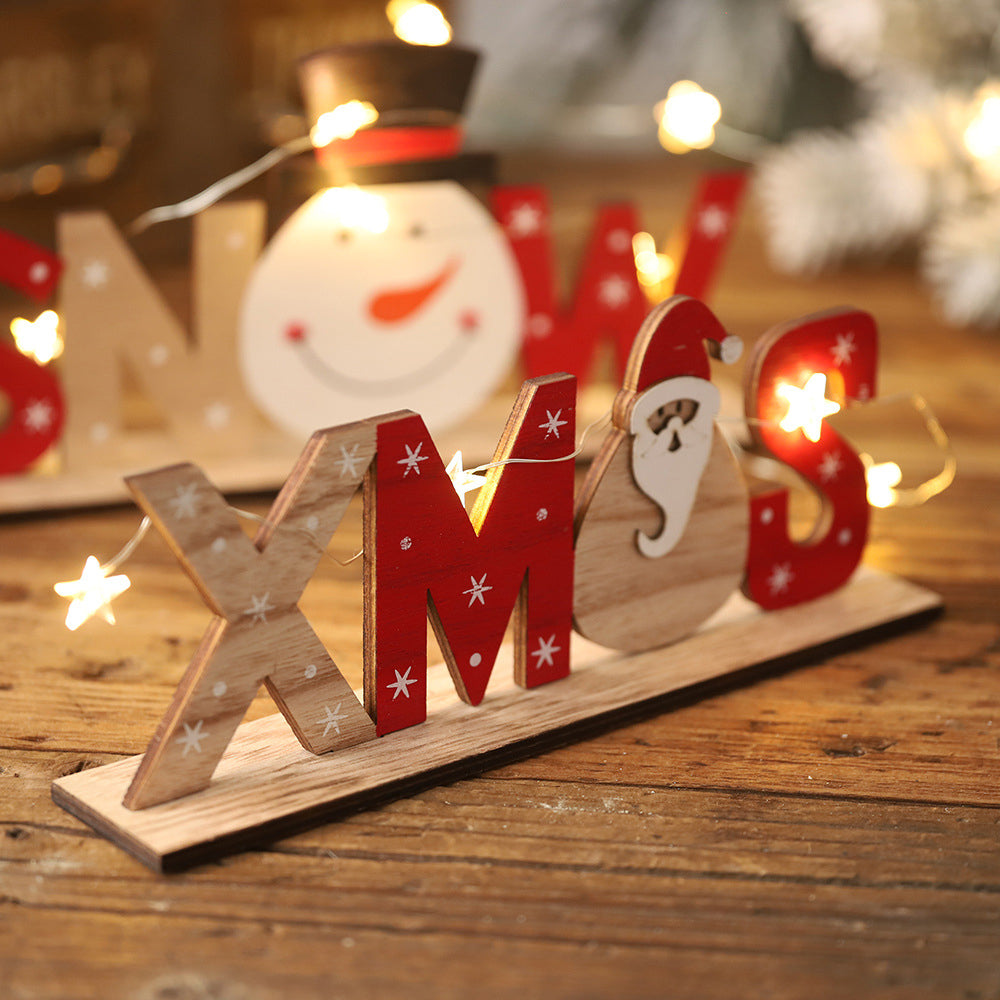 Christmas Wood Decoration Xmas Mantel Decor Table Top Ornaments