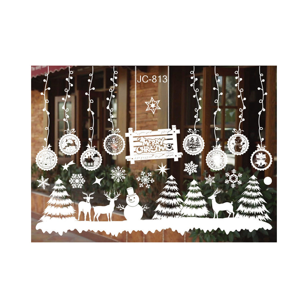 Christmas Santa Elk Snowflake Window Stickers Decal Shop Xmas Party Wall Decor