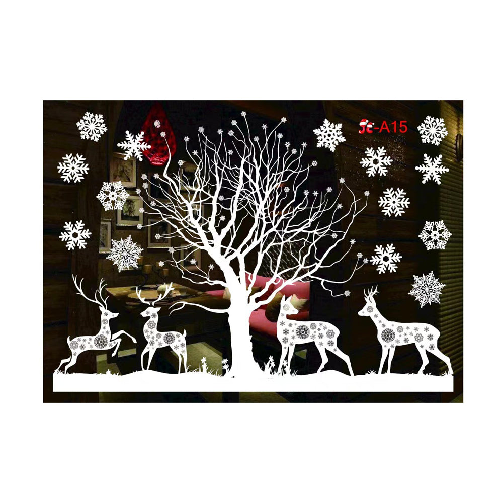 Christmas Santa Elk Snowflake Window Stickers Decal Shop Xmas Party Wall Decor