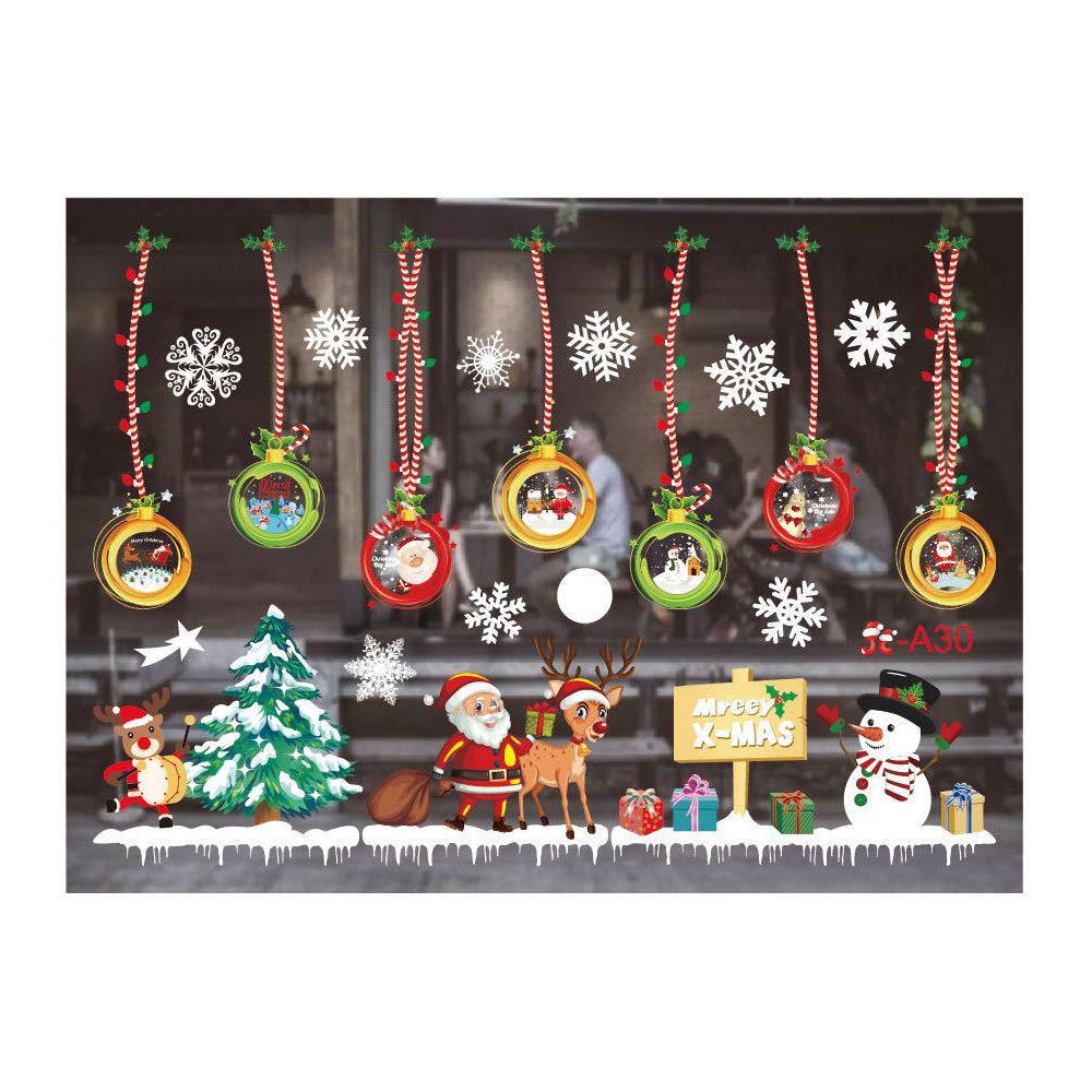 Christmas Santa Elk Snowflake Window Stickers Decal Shop Xmas Party Wall Decor