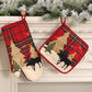 2Pcs Set Christmas Oven Mitt/Pot Holder Reusable Kitchen Heat Insulation Pad Microwave Gloves