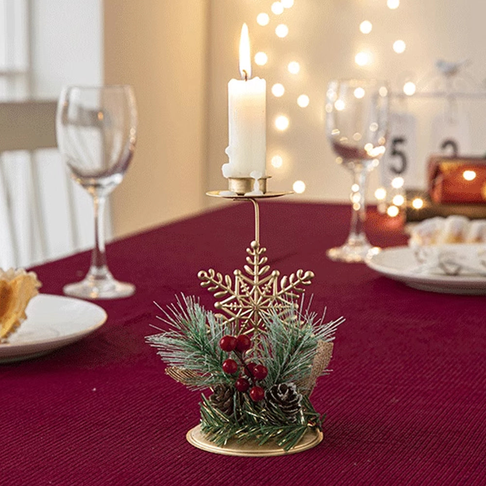 3Pcs Christmas Candlestick Tea Lights Metal Candle Holder Xmas Tabletop Decoration