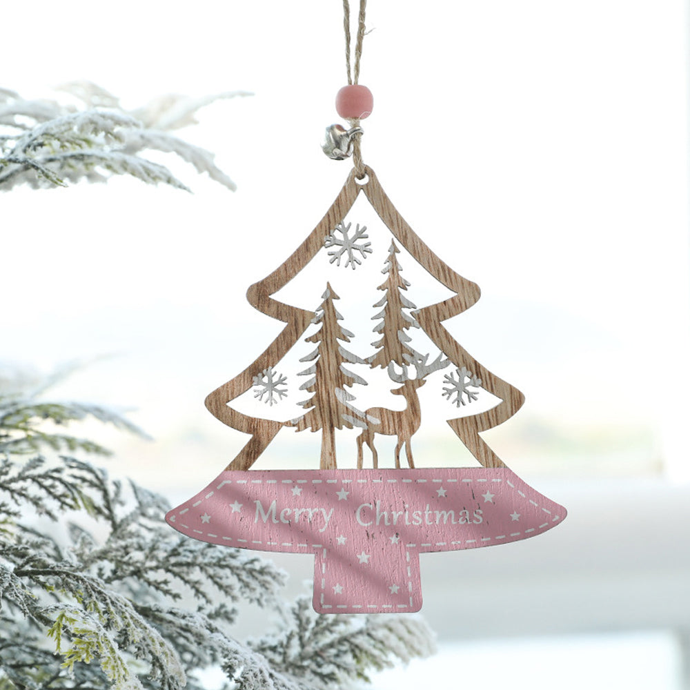 5Pcs Christmas Wooden Hanging Ornament Xmas Tree Pendant Decorations Home Decor
