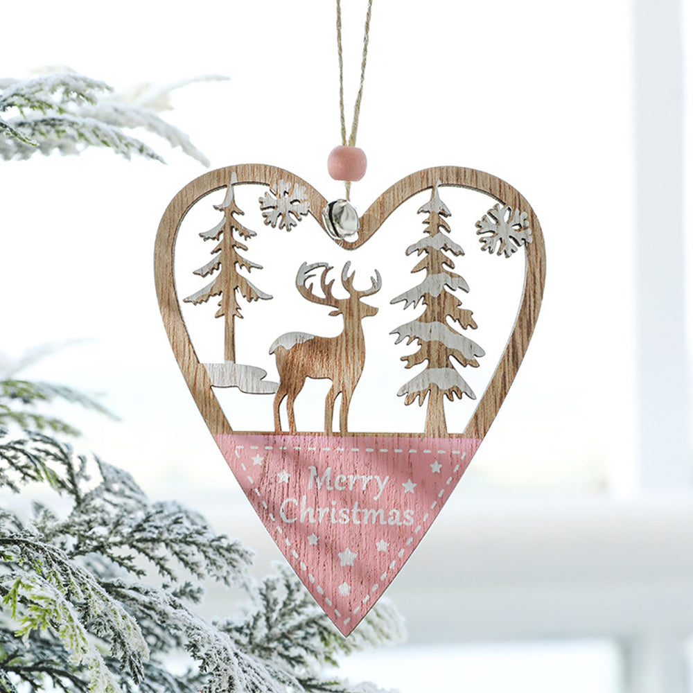 5Pcs Christmas Wooden Hanging Ornament Xmas Tree Pendant Decorations Home Decor